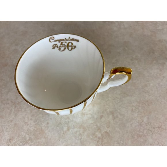 Sutherland H&M White With Gold Swirl 50th Anniversary  Fine Bone China  Tea Cup - Picture 6 of 9